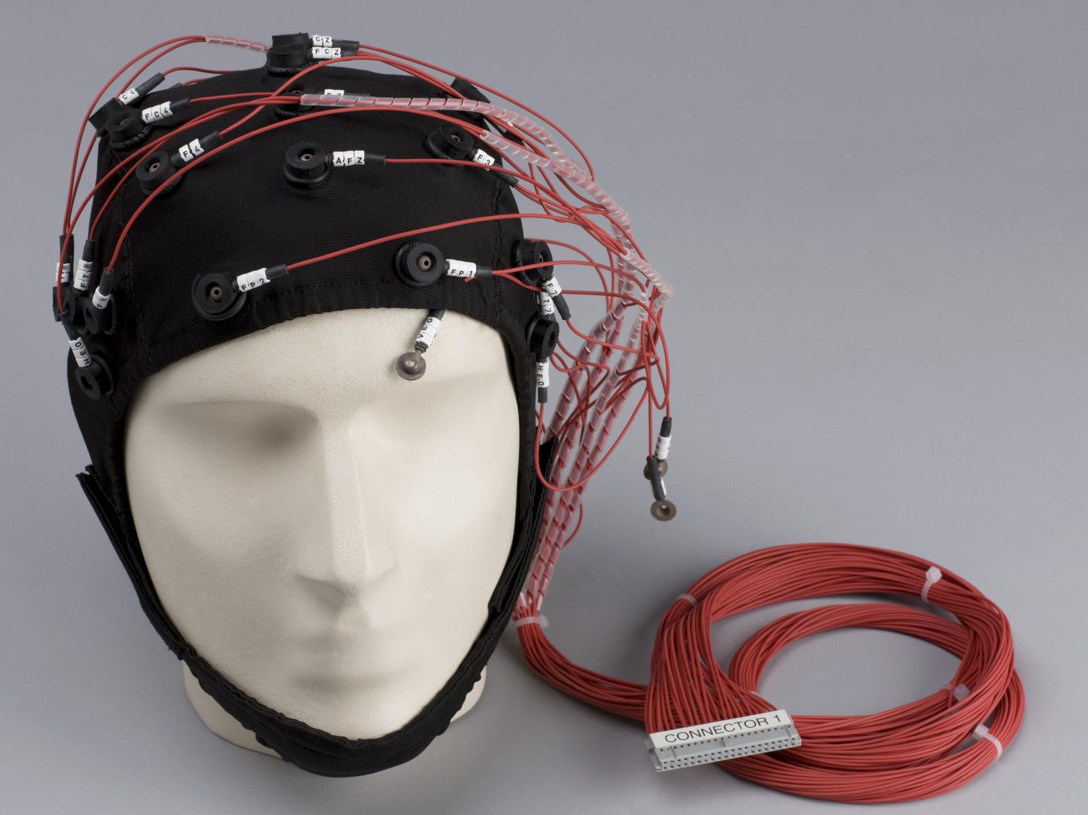 Quik Cap for detecting electrical activity in the brain (EEG), made by Neuromedical Supplies, 2000